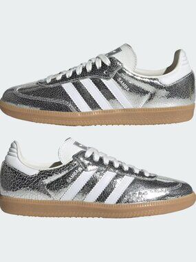 Adidas SAMBA OG SHOES Sneakers Silver Metallic Size 8.5